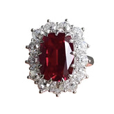 Delicate Square Flower Silver Color White Red Stone Rings Fashion Metal Party Rings for Women